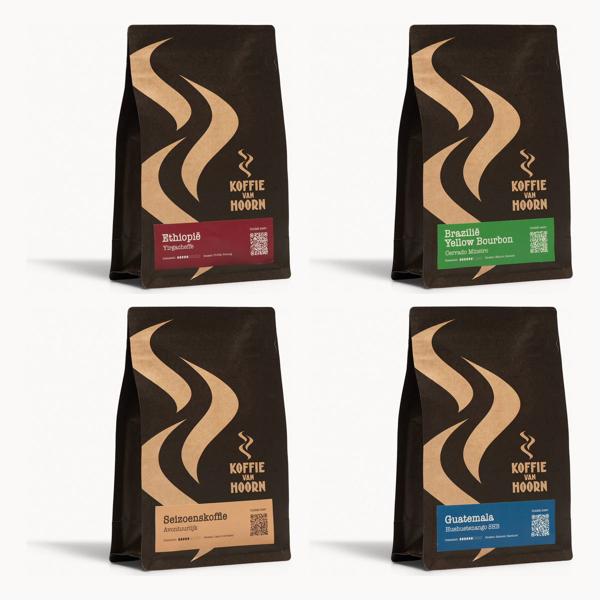 Special proefpakket: Yirgacheffe, Yellow Bourbon, Seizoenskoffie en Guatemala